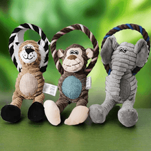 Load image into Gallery viewer, Jungle Pals Squeaky Dog Toy Collection - Safari Animal