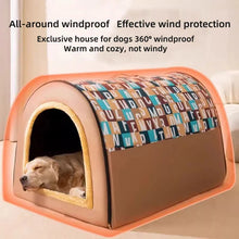 Load image into Gallery viewer, Large Dog House Winter Warm Insulated Outdoor Dog Kennel for Extra Big Dogs Weatherproof Heated Pet Shelter with Removable Roof