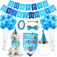 Load image into Gallery viewer, Dog Birthday Party Supplies Birthday Bandana Set with Birthday Hat Scarf Birthday Banner Balloons Party Decorations Supplies