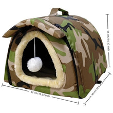 Load image into Gallery viewer, Outdoor Stray Cat and Dog House, Weatherproof and Cold-Resistant Winter Warmth Pet Cave (Camouflage, 18.9 x 16.5 x 14.1 inches)