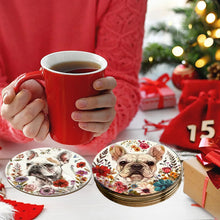 Load image into Gallery viewer, A set of 6-piece cute wooden round coasters with a little dog pattern is suitable for Thanksgiving and Mother's Day decoration