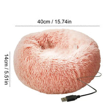 Load image into Gallery viewer, Round Dog Bed Soft Plush Pet Beds USB Heating Donut Round Beds for Dog Cat Comfortable House Pet Supplies Accessories