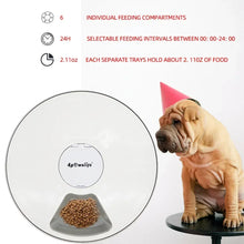 Load image into Gallery viewer, Round Automatic Cat & Dog Feeder 6 Grids 6 Meals Timing 24H Electric Dry Food Dispenser Practical Automatic Pet Feeding Supplies