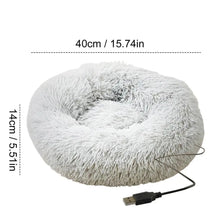 Load image into Gallery viewer, Round Dog Bed Soft Plush Pet Beds USB Heating Donut Round Beds for Dog Cat Comfortable House Pet Supplies Accessories