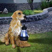 Load image into Gallery viewer, Dog Statue With Solar Lantern Solar Garden Labrador Dogs Statues Light 19cm/7.4inch Garden Sculpture Outdoor Solar Statues For