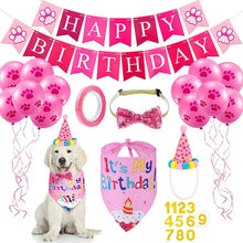 Load image into Gallery viewer, Dog Birthday Party Supplies Birthday Bandana Set with Birthday Hat Scarf Birthday Banner Balloons Party Decorations Supplies