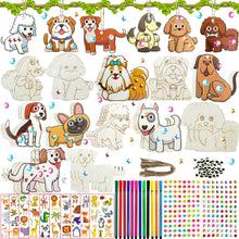Load image into Gallery viewer, 284 dog themed animal woodworking kits, 24 unpainted wooden dogs, wooden crafts, DIY crafts, and decorations for birthday partie