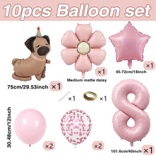 Load image into Gallery viewer, 1 set of dog pet themed birthday balloon decoration set, daisy, husky, spotted dog, sausage, dog, bago, aluminum foil balloon