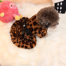 Load image into Gallery viewer, Winter Autumn Pet Warm Fashion Color Skirt Fleece Warm Rainbow Candy Color Cute Plush Skirt Leopard Print Bow Dog Clothes Dress