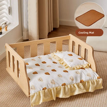 Load image into Gallery viewer, Wooden Dog Bed Four Seasons Universal Teddy Small Dog Summer Special Bed Suspended Off-the-und Pet Wood Bed