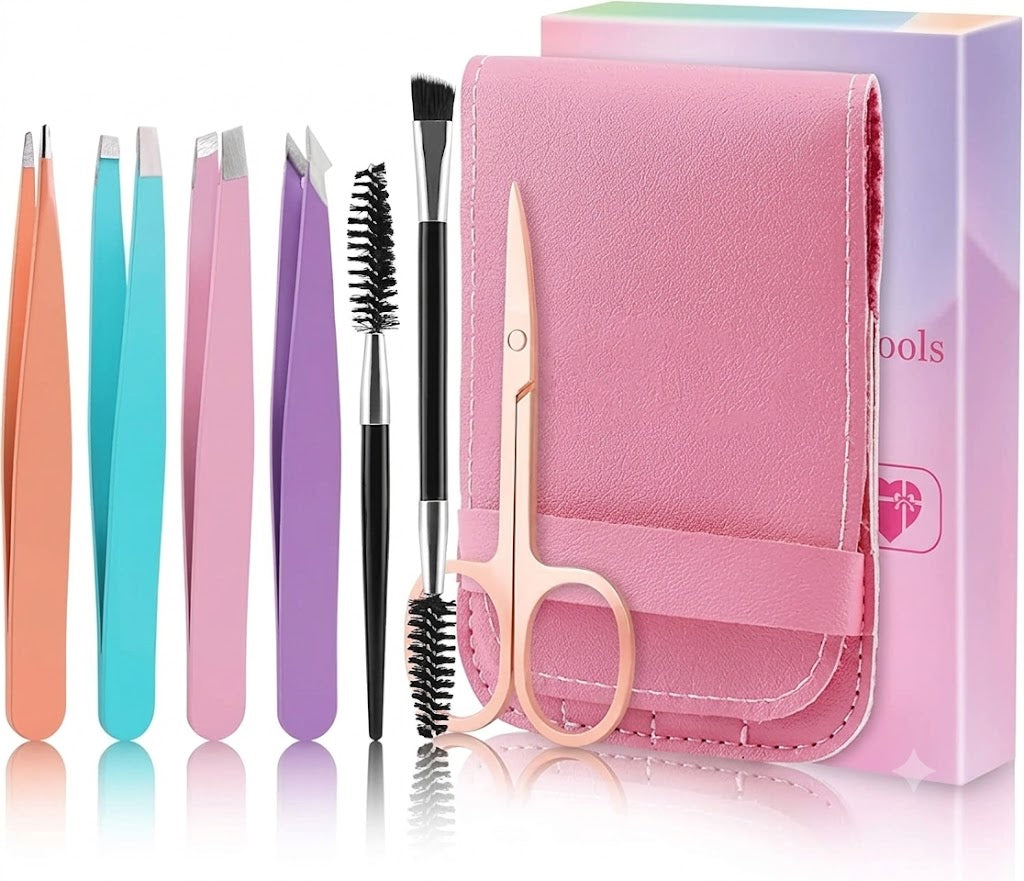 7 Pcs Eyebrow Tweezers for Women Facial Hair, Tweezers Set for Eyebrows, Stocking Stuffers for Women Teen Girls, Basket Stuffers, Christmas Birthday Small Gifts for Teen Girls Mom Her
