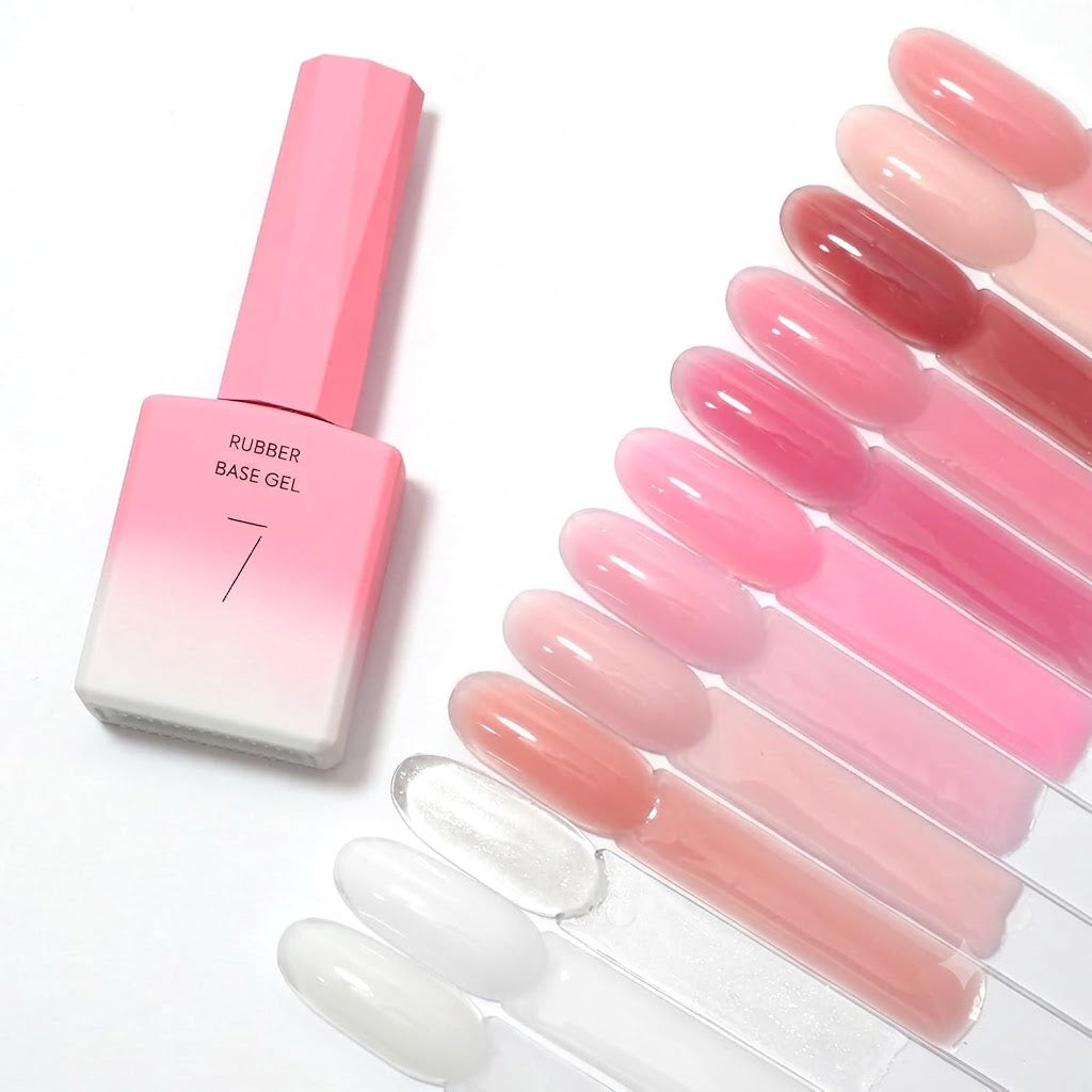 Rubber Base Gel Nail Polish Set- 6 Pcs 9 Ml Transparent Pink Rubber Base for Nails, Soak Off LED Nail Gel Manicure Kit DIY at Home Salon Gifts