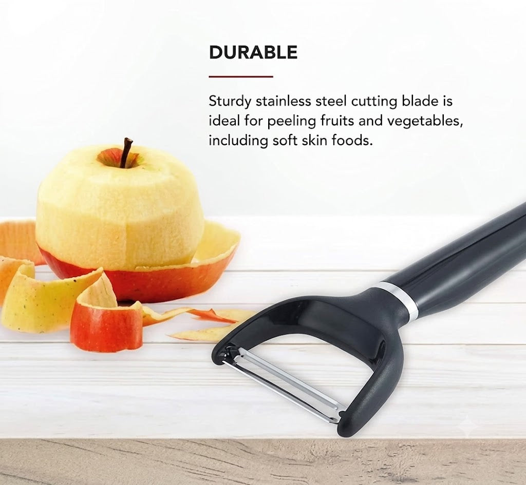 Y Peeler with Ergonomic Handle and Single Edge Blade – Dishwasher Safe with Protective Cover