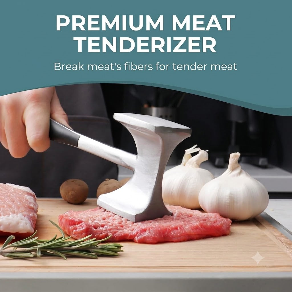 Meat Tenderizer Hammer with Comfortable-Grip Handle, Dual-side Mallet for Kitchen, Heavy Duty Pounder For Tenderizing Steak, Beef and Fish