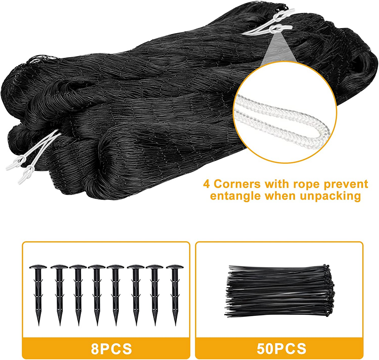 ABO Gear BN2550 25'x50' Netting For Birds Poultry - Black