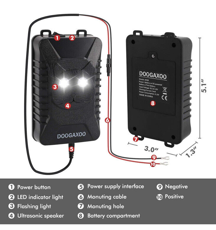 Car Ultrasonic Mouse Repeller Vehicle Rat Rodent Pest Animal Deterrent Repellent