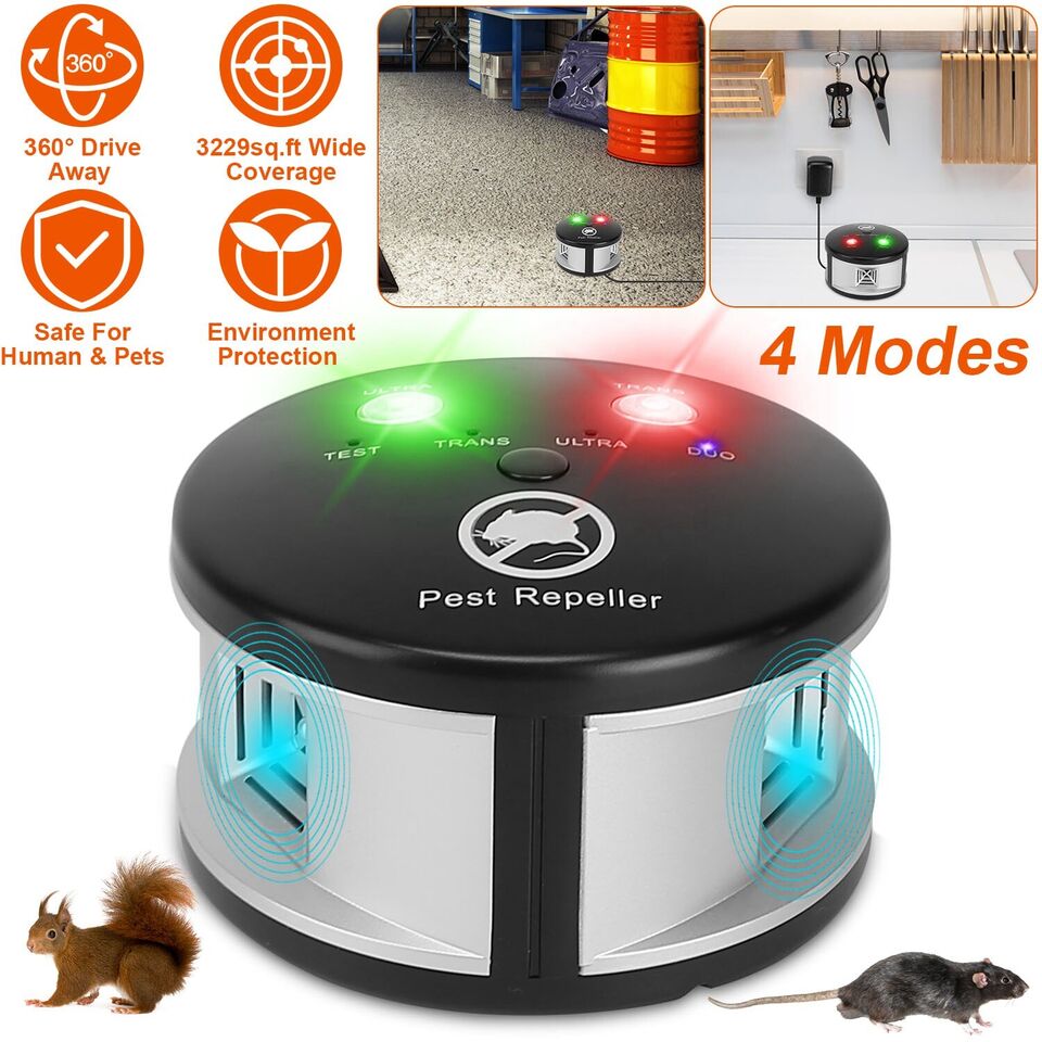4-in-1 Ultrasonic Rodent Repellent Pest Repeller Mouse Blocker Rat Deterrent