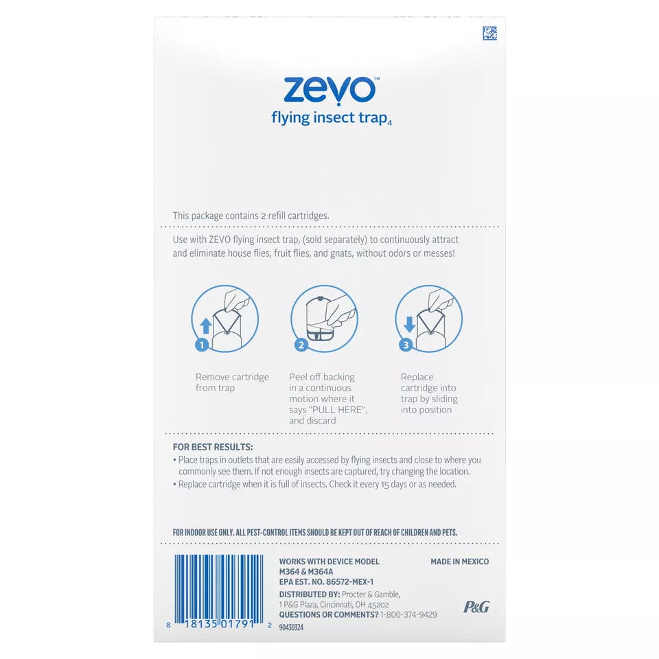 ZEVO Flying Insect Trap Refills – 4 Cartridges