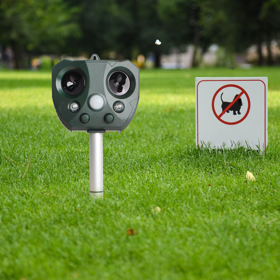 Upgraded Solar Ultrasonic Animal Repellent Dog Cat Skunk Deer Raccoon For Garden