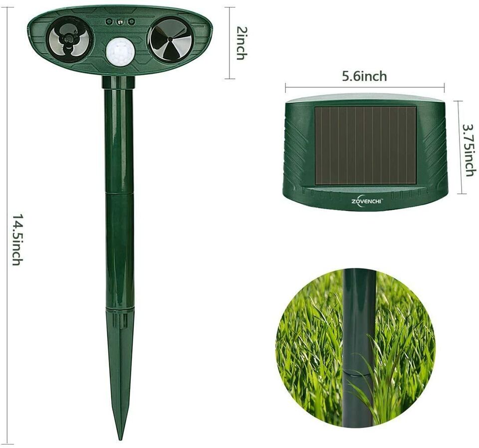 Ultrasonic Animal Repeller Solar Motion Activated Critter Repellent Farm Garden