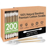 100% Bamboo Cotton Ear Swabs (200-Pack) | Double Tipped Ear Cotton Buds for Beauty & Personal Care | FSC Certified & Hypoallergenic | Suitable for All Ages & Pets | Biodegradable & Disposable