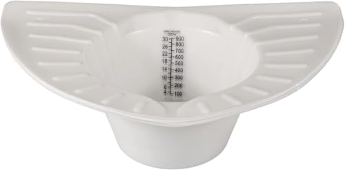 Graduated Specimen Collector Pans [Pack of 1] Toilet Nursing Hat for Urine, Vomit & Stool Collection Fits Over Toilets and Commodes - 30 oz for Women and Elderly