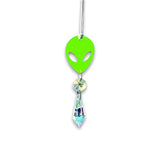 Glow In The Dark Alien Car Charm, Crystal Suncatcher, Auto Rear View Mirror Accessories, New Car Gift, Women Festival Rave Decor, Stoner (Crystal Color - Clear, Alien Style - Glitter)