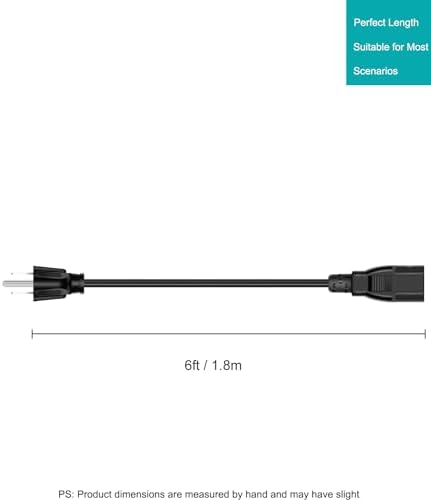 3D Printer Power Cord for Creality Ender/CR/Sermoon Series,18AWG Universal Replacement 3 Prong AC Power Cable,6 Ft(1.8 Meters)