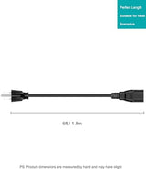 3D Printer Power Cord for Creality Ender/CR/Sermoon Series,18AWG Universal Replacement 3 Prong AC Power Cable,6 Ft(1.8 Meters)