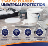 6 Pack 12 x 9 ft Extra Large Plastic Drop Cloth for Painting - Light & Durable Tarp Cover for Furniture - Plastic Clear Tarp Waterproof - Paint Floor Covering - Painters Drop Cloth Sheeting
