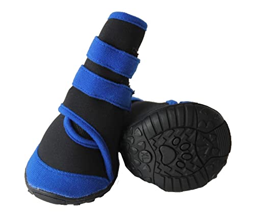 Pet Life ® Performance-Coned Premium Stretch Noeprene Ankle Wrap Support Dog Shoes with Premium Rubber Pet Shoes - Set of 4 Dog Boots