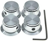 KAISH 4pcs Aluminium Potentiometer Knobs 1/4" Universal Top Hat Knobs Bell Control Knob with Set Screw for Guitar/Bass/AMPS/Preamps Silver without Indicator