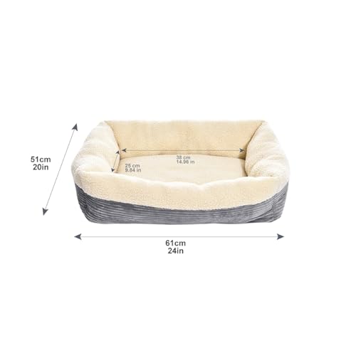 Amazon Basics Anti-Slip Self-Warming Pet Bed For Cat or Dog, Rectangle, Grey, 24"L x 20"W x 7"H