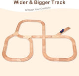 Wooden Train Track Set 53pcs, Wood Train Tracks Accessories Expansion Pack fits Melissa and Doug, fits Brio, fits Thomas, Montessori Toys, Birthday Gift for Boys Girls Toddler Kids (Train Track)