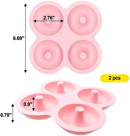 2 Pcs Air Fryer Donut Mold,Donut Pan,Reusable Donut Molds, Silicone doughnut mold, Cavity Non-Stick Bagel Pan,Ninja 2qt-8qt Air Fryer Accessories, Donut Pan for Baking