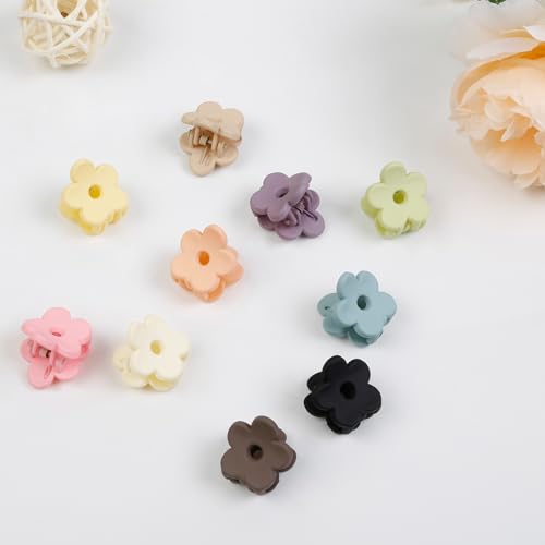 40Pcs Colorful Small Flower Hair Clips, TEBIEKOY Baby Hair Clips Mini Claw Clips Cute Jaw Clips Hair Pins Hair Barrettes Toddler Hair Accessories for Women Girls Kids Teens