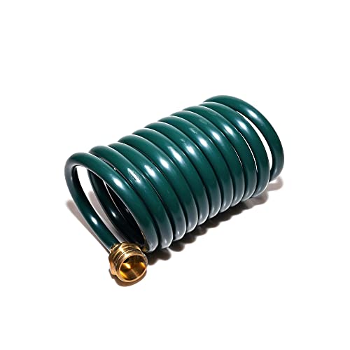 FUNJEE Lightweight EVA Coil 20 FT Garden Hose with 3/4" GHT Solid Brass Water