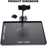 Universal Microphone Stand Tray with Phone Holder, Mic Stand Clamp-On Utility Shelf Rack Tray Holder for Music Sheet, Live Streaming, Live Broadcast, Karaoke, Recording, Music Stand Accessories