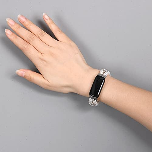 Wongeto Compatible with Fitbit Luxe Bands,Fashion Handmade Elastic Stretch Pearl Bracelet Women Replacement Strap for Fitbit Luxe accssorises