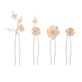 4Pcs Bridal Hair Pins Soft Ceramic Flower Bride Wedding Hair Accessories Hair Piece for Women and Girls - Gold
