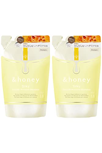 & HONEY Silky Smooth Moisture Shampoo, Refill Set of 2 "For Smooth Hair That Goes Through Your Fingers" 11.8 fl oz (350 ml)