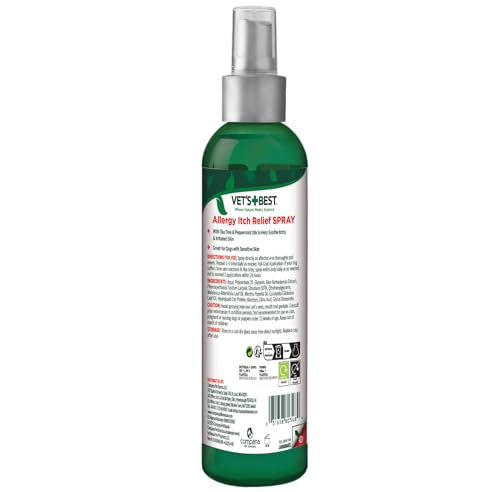Vet's Best Allergy Itch Relief Spray for Dogs | Soothes Dog Dry Skin | Relieves The Urge to Itch, Lick, and Scratch | 8 Ounces