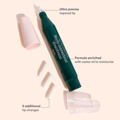 Manucurist Nail Polish Corrector Pen - Gel Nail Polish Corrector Pen + 3 Tapered Refill Tips - Acetone-Free, Bio-Sourced Nail Polish Remover Brush - Gel Nail Polish Accessories Transparent