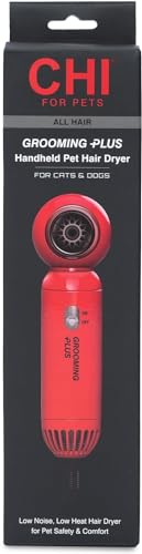 CHI for Pets Grooming Plus Handheld Pet Hair Dryer - Low Heat and Quiet Motor - Compact Blow Dryer for Dogs and Cats - One-Handed Design for Easy Drying and Comfort