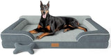 XXL Dog Bed - Extra Large, Orthopedic with Cooling Gel Memory Foam, Waterproof, Washable Cover, 53" Dog Sofa Bed, Dutch Velvet, Bone Toy, Dark Gray