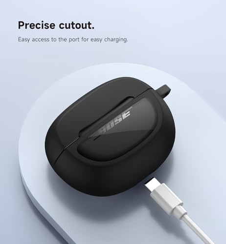 SURITCH Case Cover for Bose Ultra Open Earbuds(2024), Shockproof Protective Cover for Bose Ultra Open Wireless Ear Earbuds Charging Case Accessories with Carabiner, Black