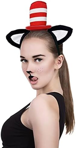 SWEET MAX Cat Ears Headband Red Stovepipe Hat Headpiece Cosplay Costume Accessory Kit Party Favors