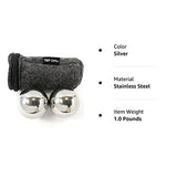 Top Chi 1 lb. 1.5 Inch Solid Stainless Steel Baoding Balls with Carry Pouch. Non-Chiming Chinese Health Balls for Hand Therapy, Exercise, and Stress Relief