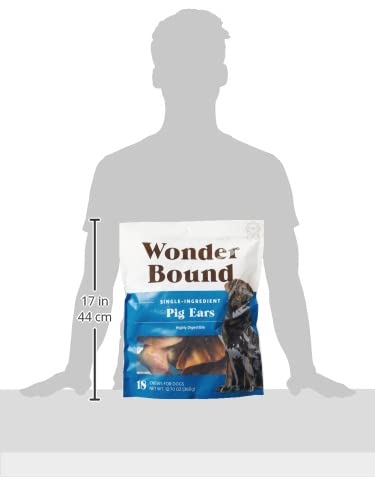 Wonder Bound Whole Pig Ears, Single Ingredient, Highly Digestible, Dog Treats for Puppy and Large/Medium Dogs, Pork, 18 count, 12.7 ounce (Pack of 1)