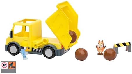 Bluey Dump Truck, with Load and Unload Feature, Get Some Work Done with Exclusive Hard-Hat and Muddy Bingo